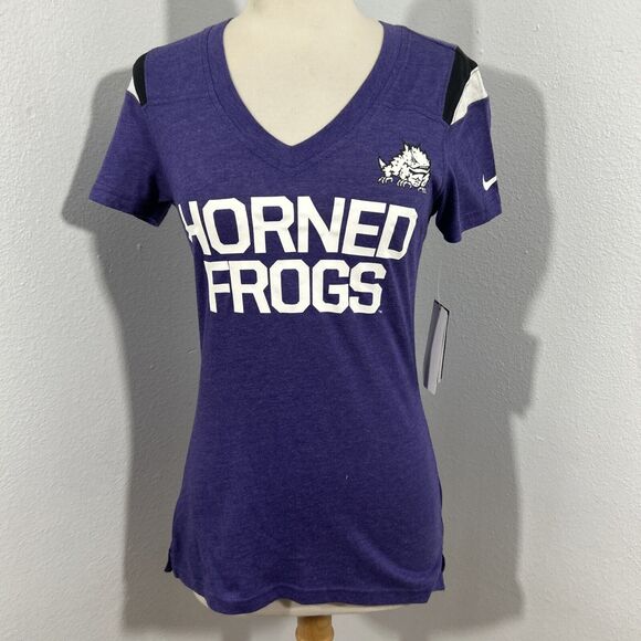 Nike T Shirt Womens Extra‎ Small Purple Pullover TCU Horned Frog  Football - Picture 1 of 8